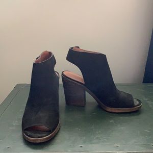 Lucky Brand peep toe suede bootie